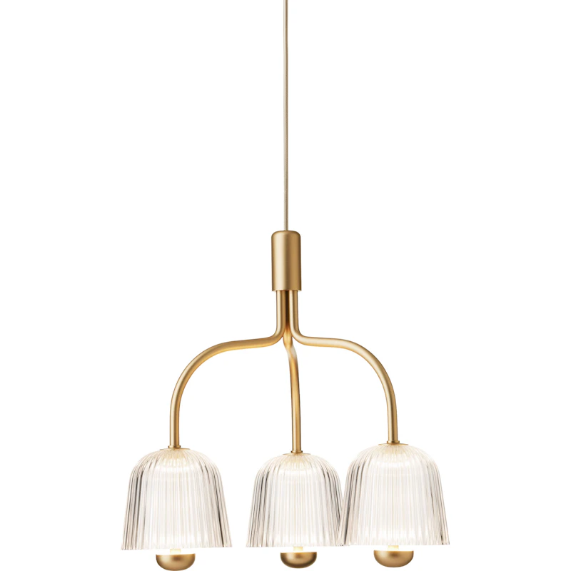 Asteea 3 Ljuskrona, Satin Brass / Klar