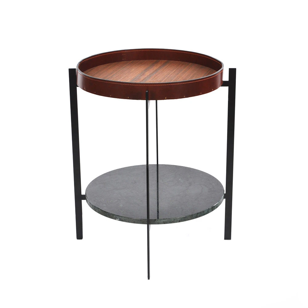 Ox Denmarq Deck Sidobord Svart Underrede /konjak Gr&ouml;n Marmor - Sidobord & Avlastningsbord Teak Gr&ouml;n - OX31002-23-32