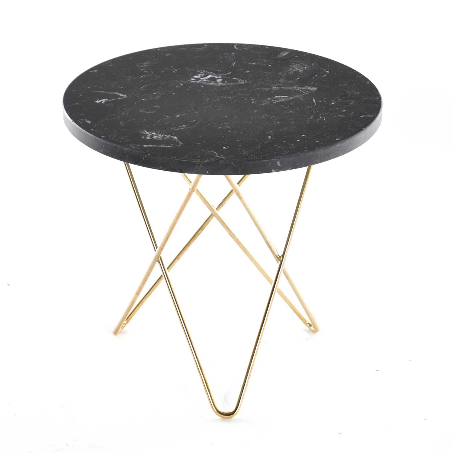 Ox Denmarq Mini O Table Sidobord &Oslash;40 Cm M&auml;ssing/svart - Soffbord Marmor Svart - OX30003-24