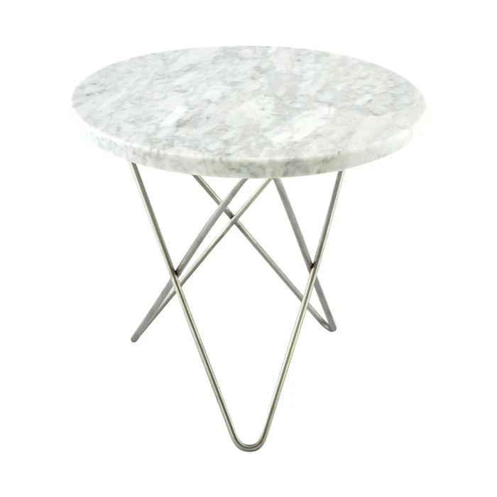 Ox Denmarq Mini O Table Sidobord &Oslash;40 Cm St&aring;l/vit Matt - Sidobord & Avlastningsbord Marmor Rostfritt St&aring;l - OX30001-21-1