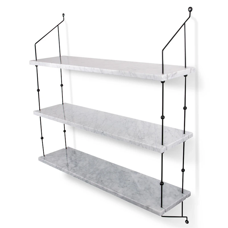 Morse Hylla, Svart, Vit Marmor
