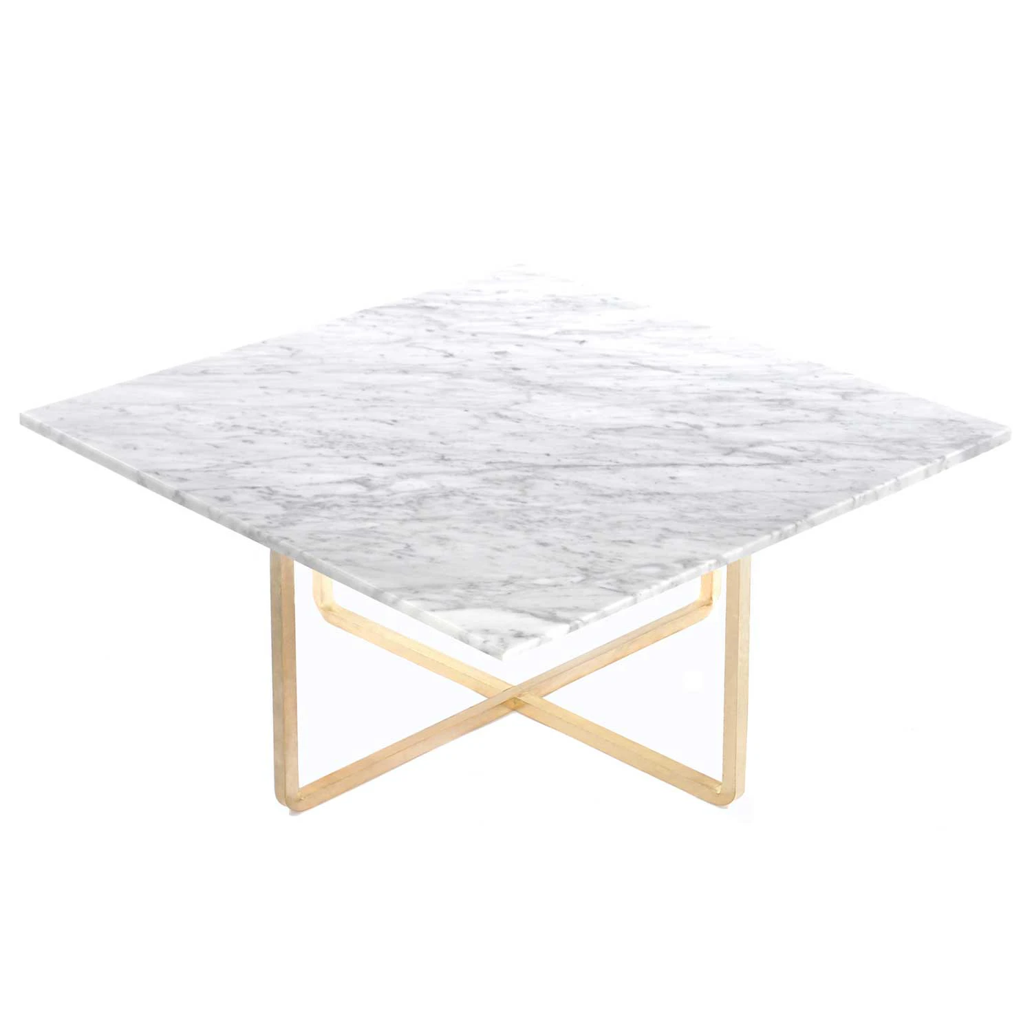 Ox Denmarq Ninety Soffbord 80 Cm M&auml;ssingsunderrede Vit - Soffbord Marmor Vit - OX40303-21