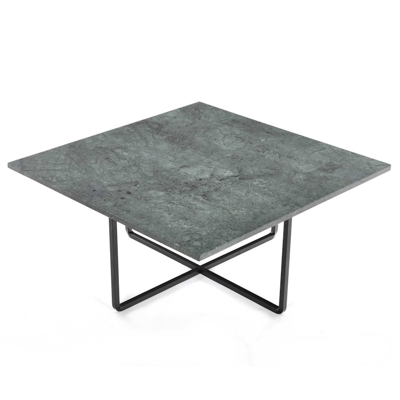 Ninety Soffbord 80 cm, Svart Underrede, Grön Marmor