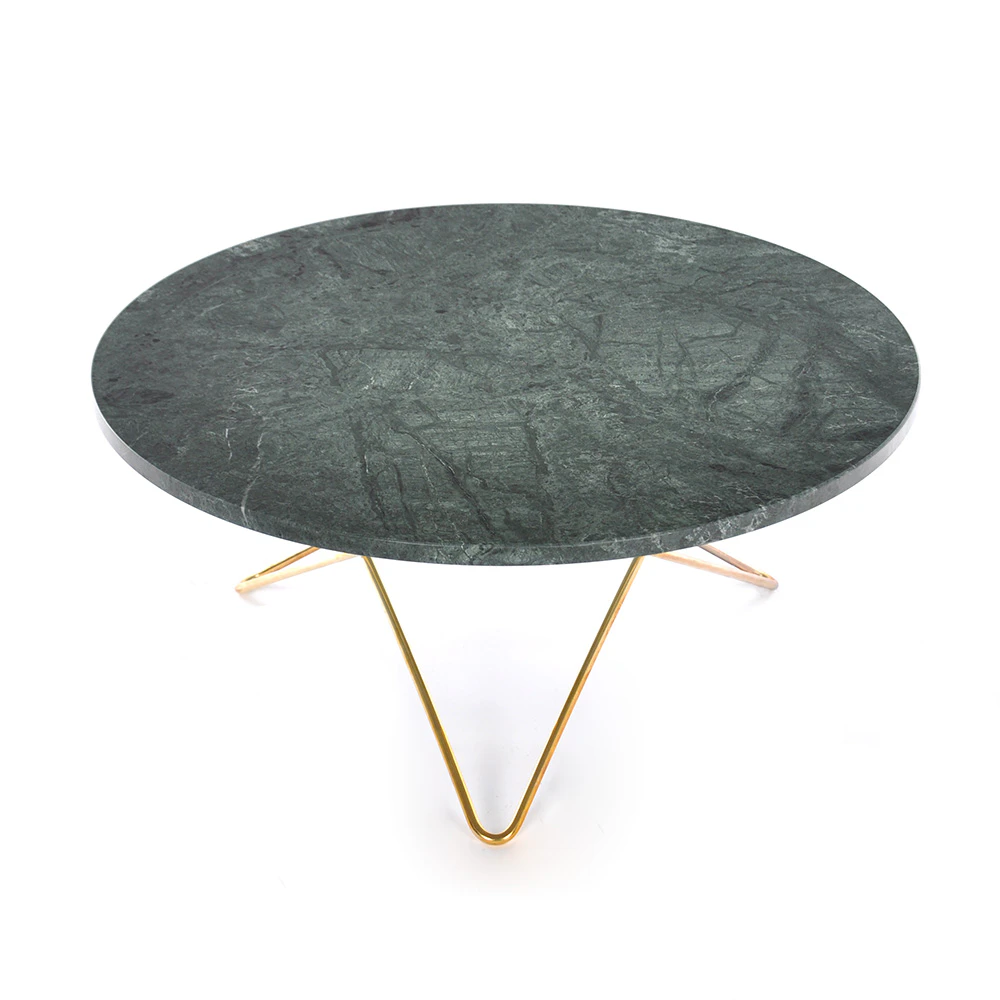 Ox Denmarq O Table Soffbord &Oslash;80 Cm M&auml;ssing/gr&ouml;n - Soffbord Marmor Gr&ouml;n - OX30203-23