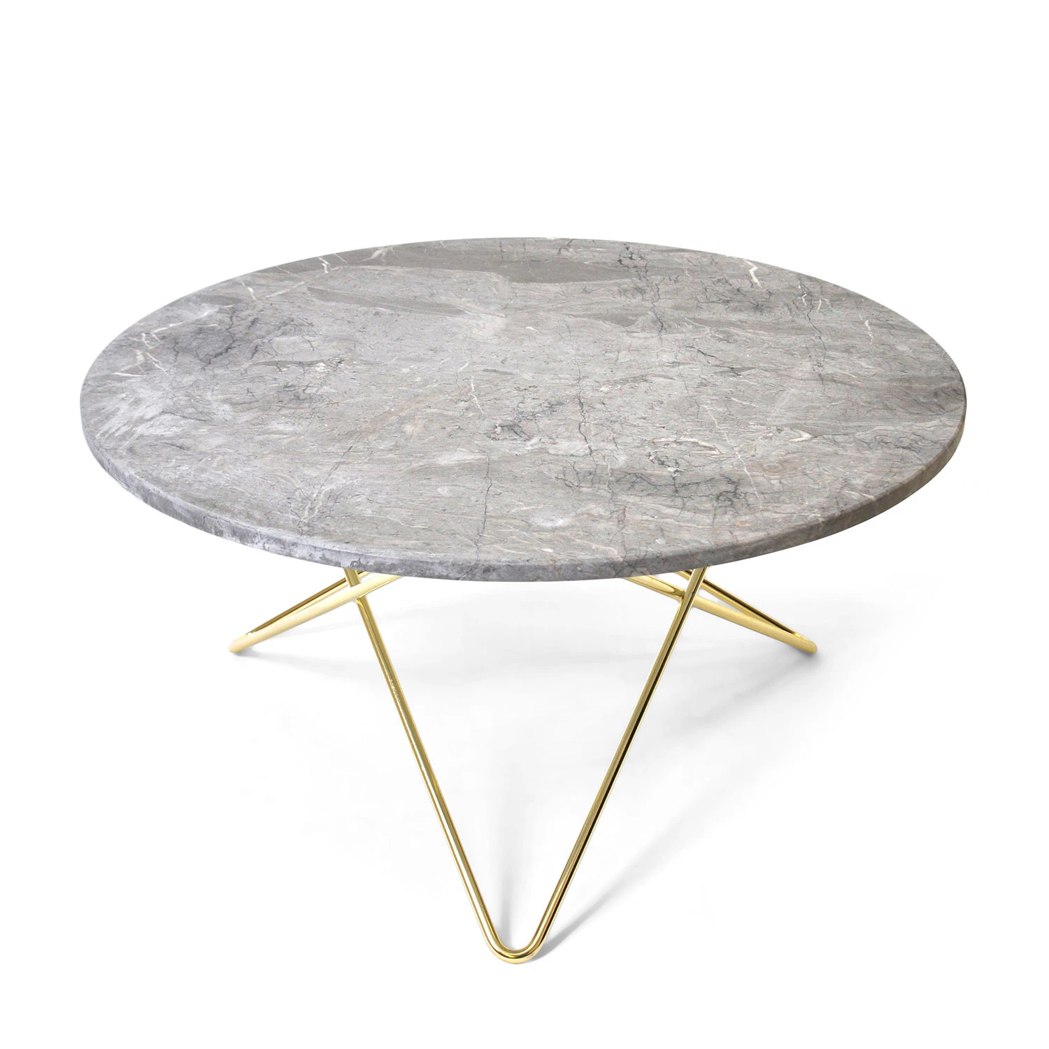 Ox Denmarq O Table Soffbord &Oslash;80 Cm M&auml;ssing/gr&aring; - Soffbord Marmor Gr&aring; - OX30203-25