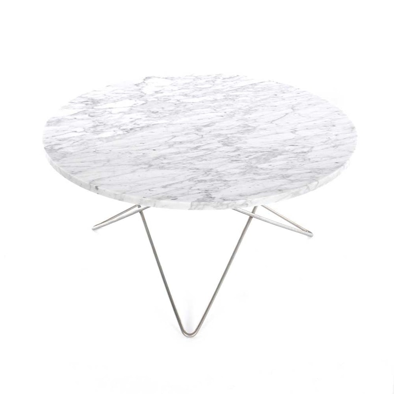 O Table Soffbord Ø80 cm, Stål/Vit Marmor