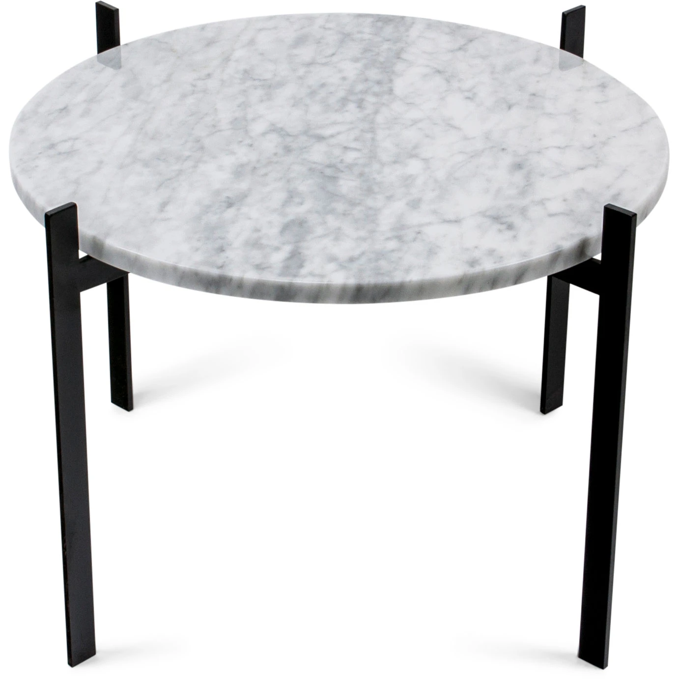 Ox Denmarq Single Deck Table Marble White Matt &Oslash;50 Black Frame - Sidobord & Avlastningsbord Marmor Svart - OX31102-21-1