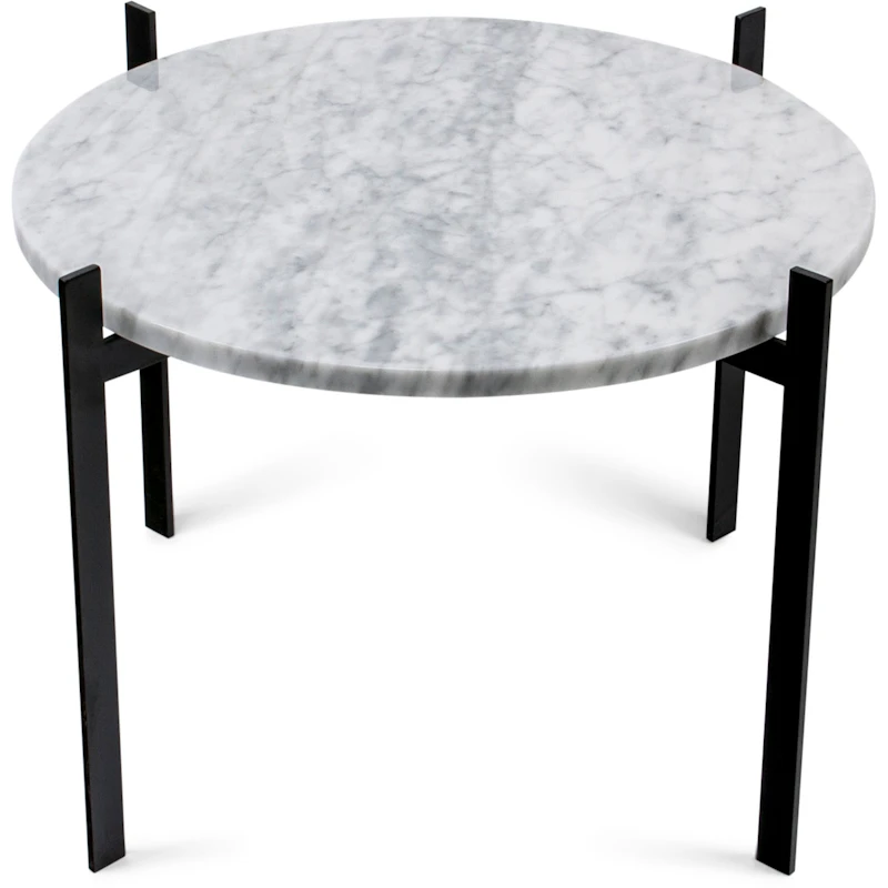 Single Deck Table, Marble White Matt Ø50, Black Frame