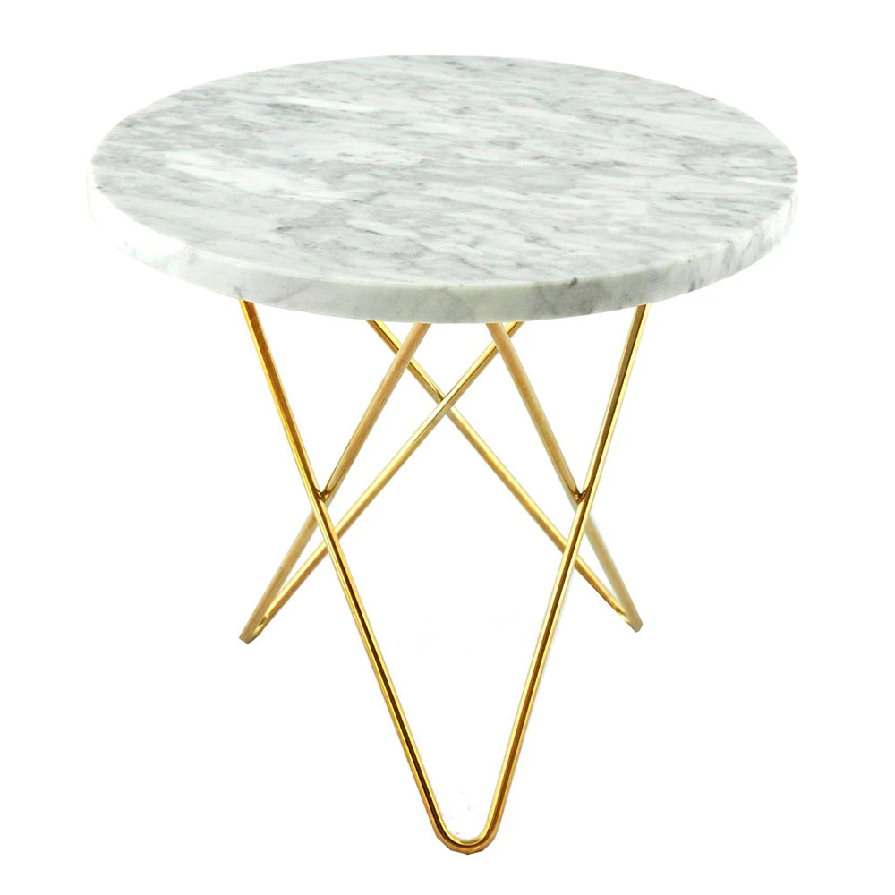 Ox Denmarq Tall Mini O Table Sidobord &Oslash;50 Cm M&auml;ssing/vit - Soffbord Marmor M&auml;ssing - OX30103-21