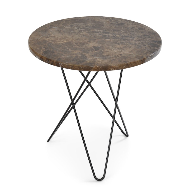 Tall Mini O Table Sidobord Ø50 cm, Svart/Brun marmor