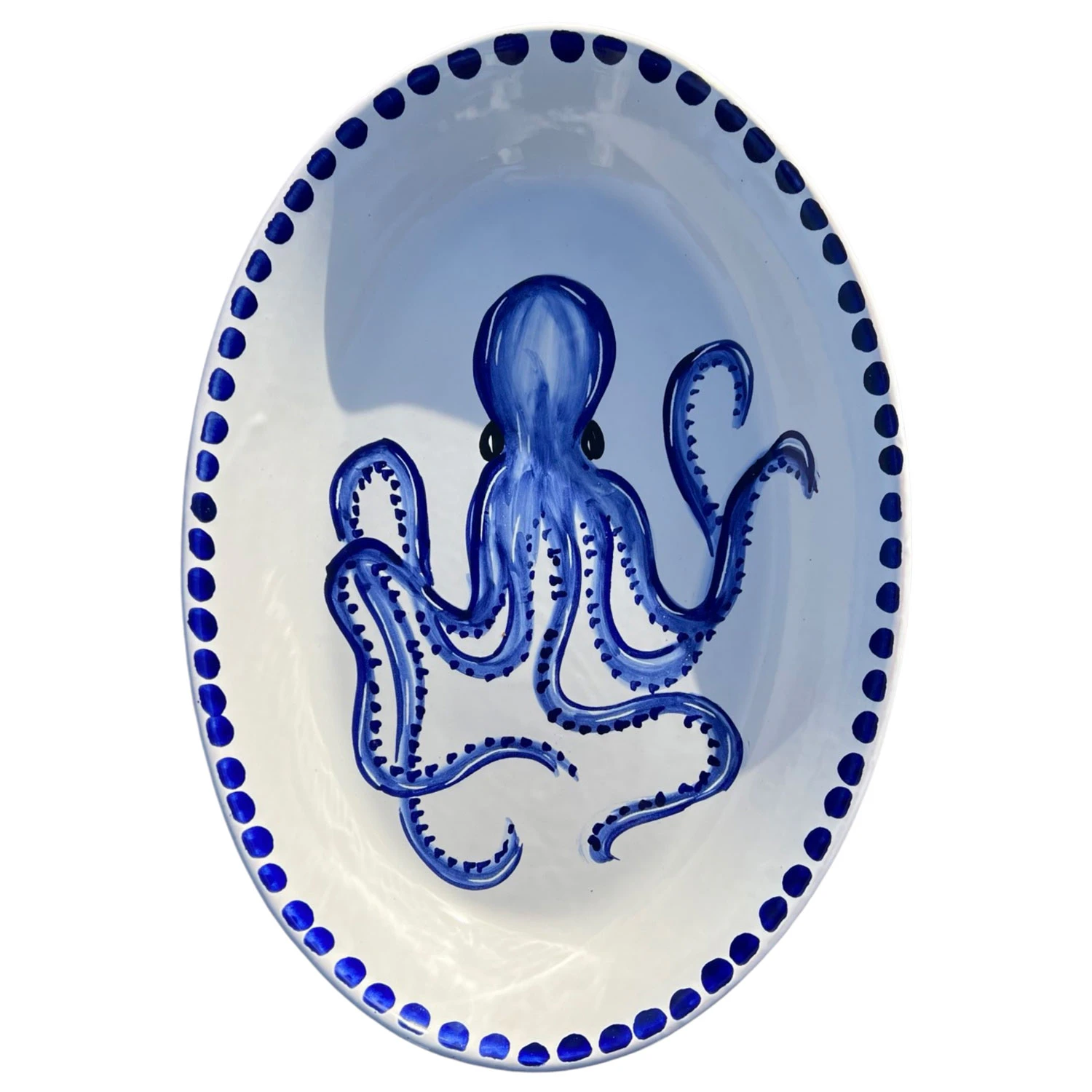 Piccola Home Marina Serveringsfat 37 Cm - Uppl&auml;ggningsfat Keramik Bl&aring; - OV37TV-MAR-PU