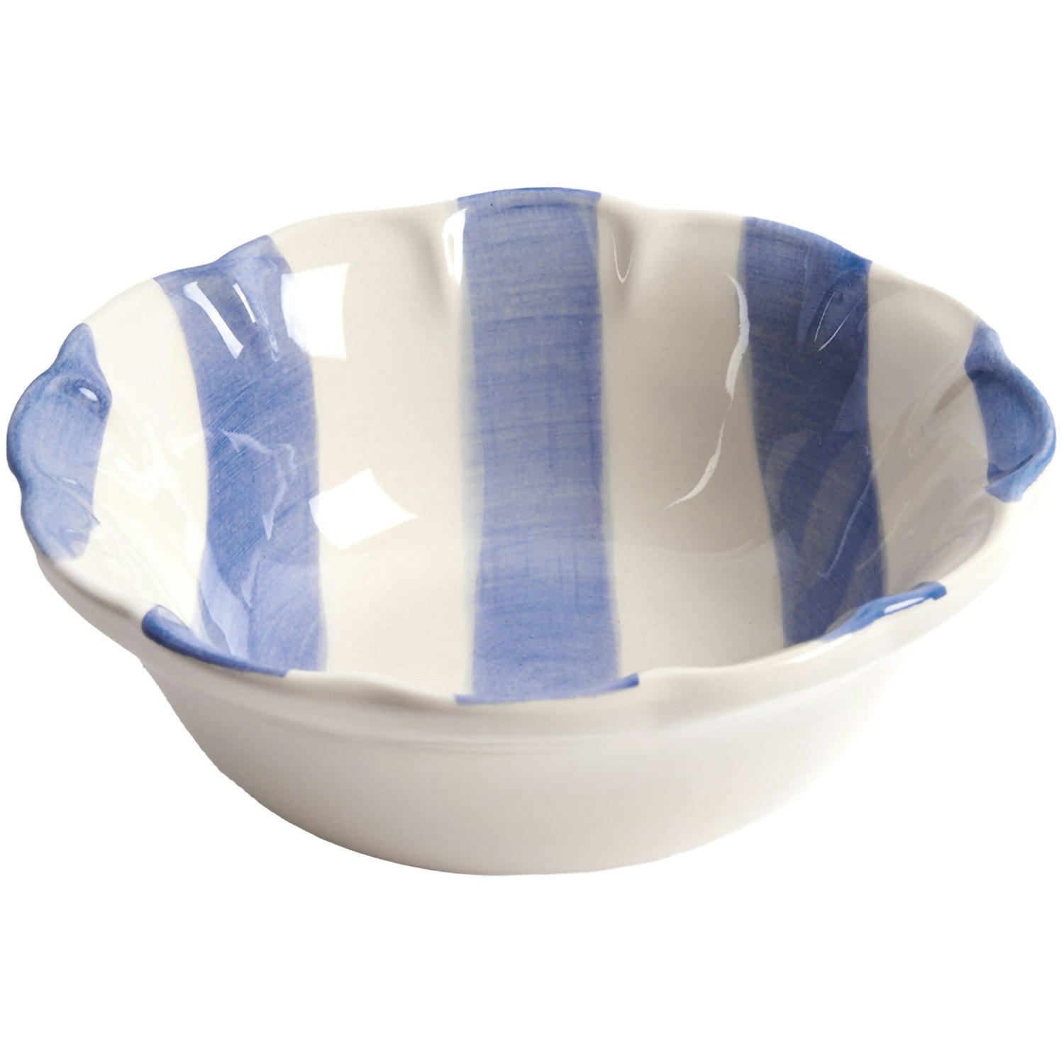 Pick a Poppy Stripe Sk&aring;l 15 Cm Bl&aring; - Dessertsk&aring;lar Lergods Bl&aring; - C041501SS24-150