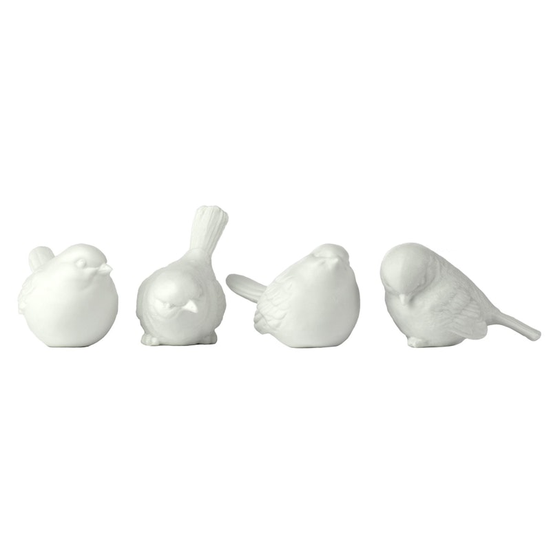 Sparrow Porslinsfåglar 4-Pack, Vit