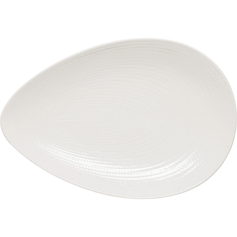 Blå Eld Tallrik 24x35 cm, Vit