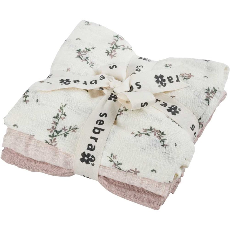 Muslin Babyfilt 3-pack, Powder Blossom