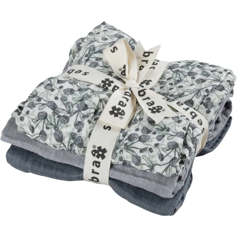 Muslin Babyfilt 3-pack, Blue Olive