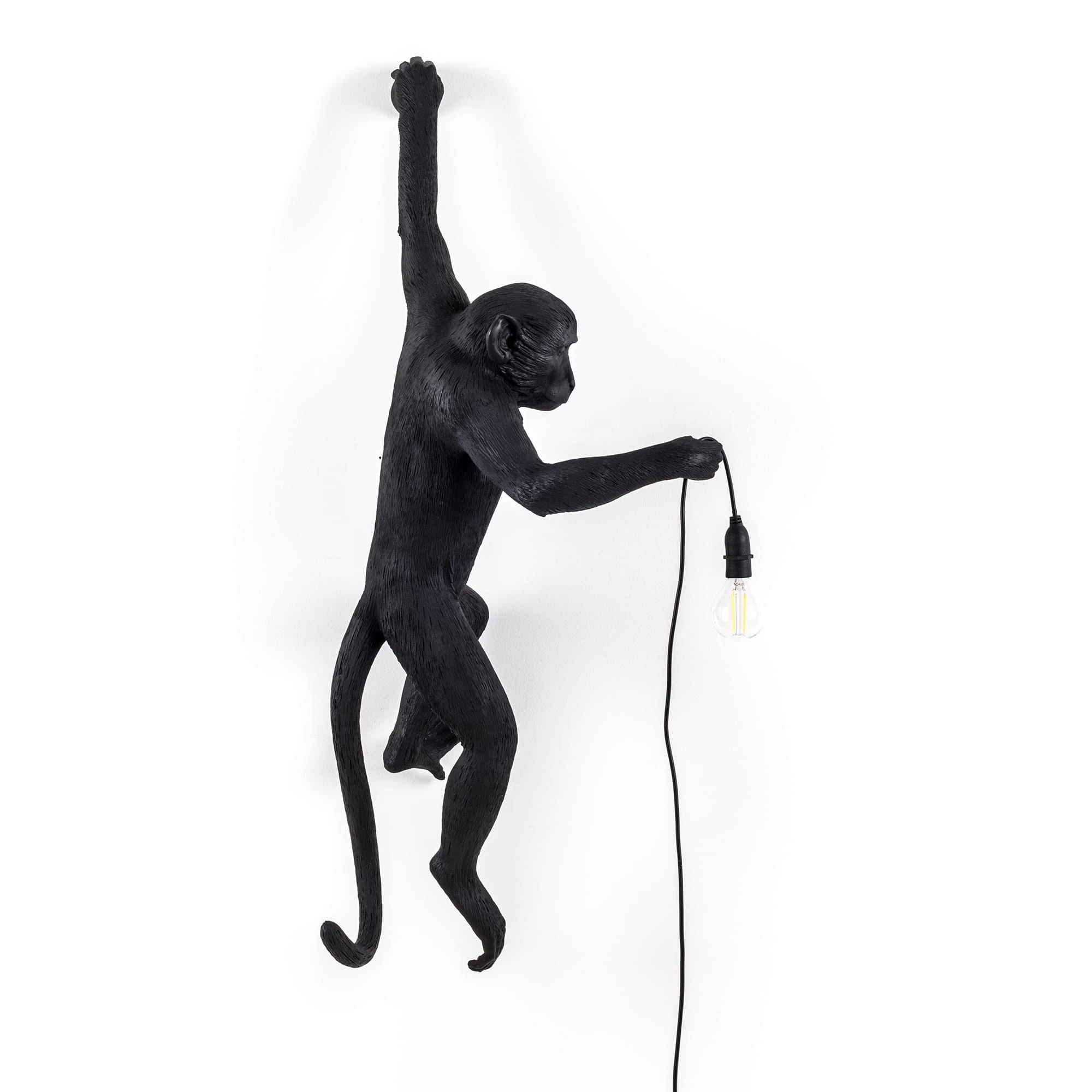 Seletti Monkey Lamp Outdoor Hanging Vänster Version Svart - Vägglampor Harts Svart - 14921