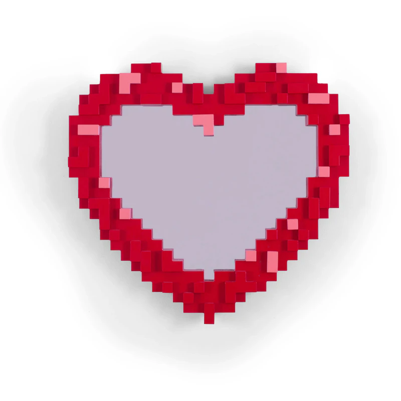 Pixel Heart Spegel, Röd