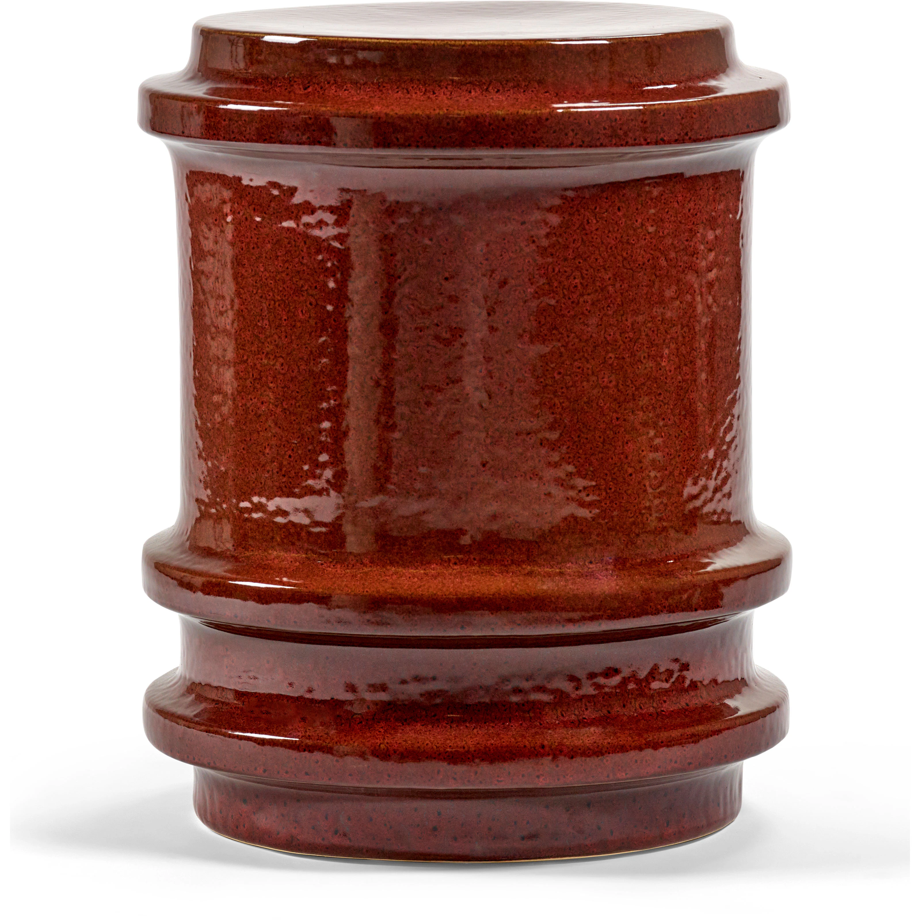 Serax Pawn Sidobord Geometrical M&ouml;rkr&ouml;d - Sidobord & Avlastningsbord Stengods R&ouml;d - B4624001-317