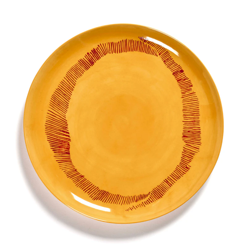 Feast Tallrik 26,5 cm, Gul / Röd Randig