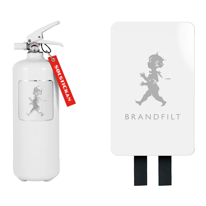 Safe and Stylish Brandsläckare 2 kg + Brandfilt, Vit