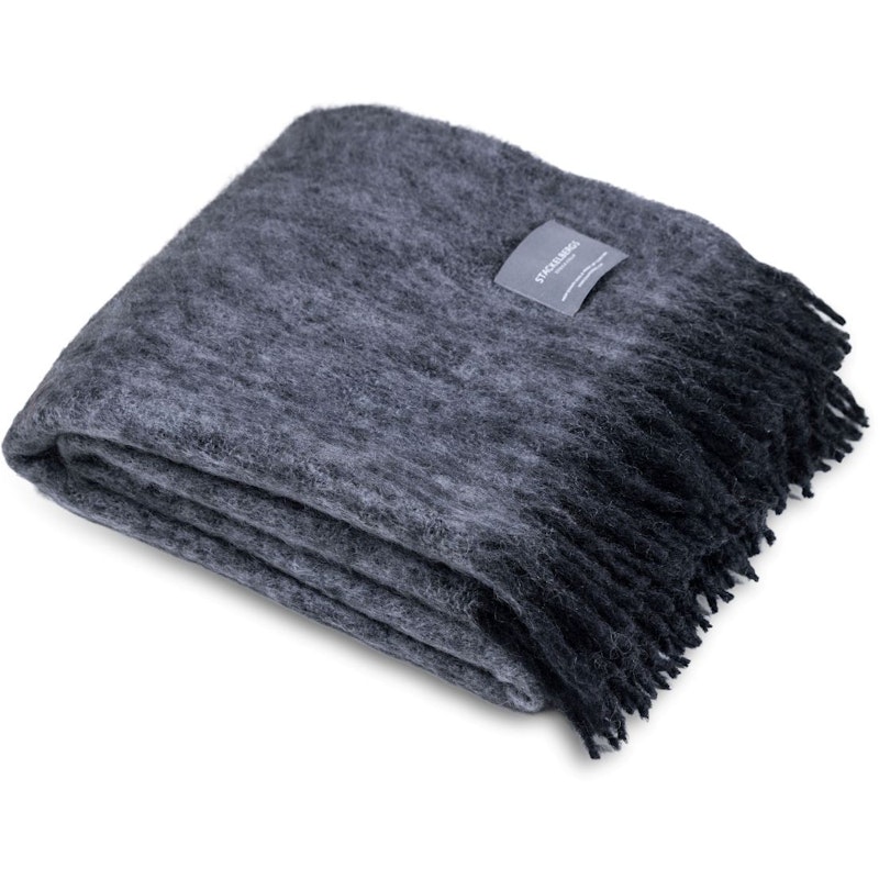 Mohair Filt Rullad Frans 130x170 cm, Svart / Slate Melange