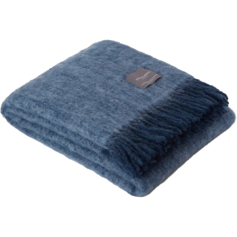 Mohair Filt Rullad Frans 130x170 cm, Denim / Sky Blue Melange