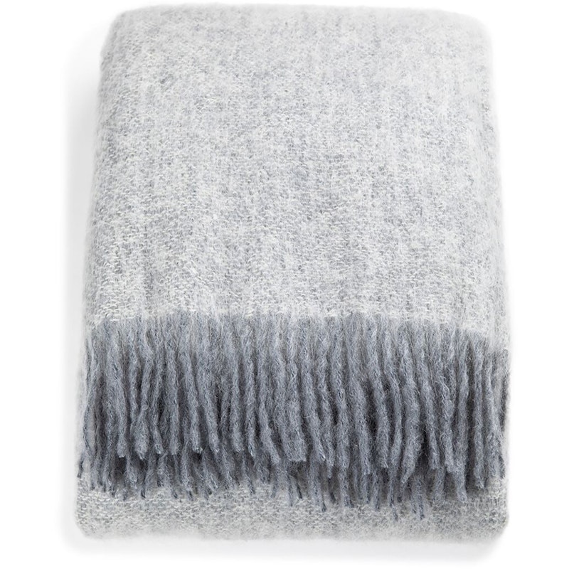 Mohair Pläd 130x170 cm, Vit/Slate