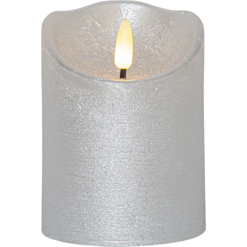 Flamme Rustic LED Blockljus Silver, 10 cm