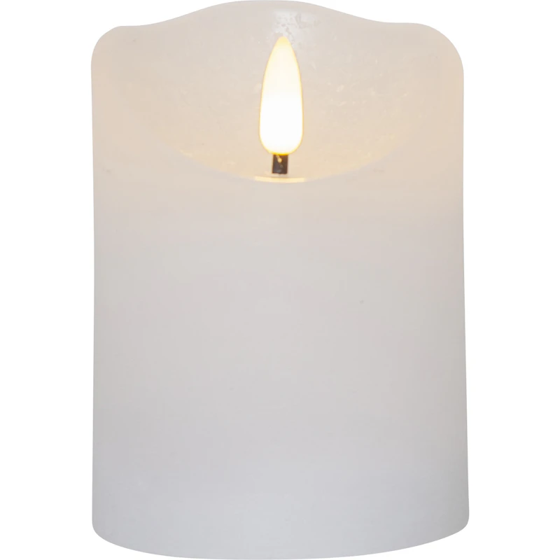 Flamme Rustic LED Blockljus Vit, 10 cm