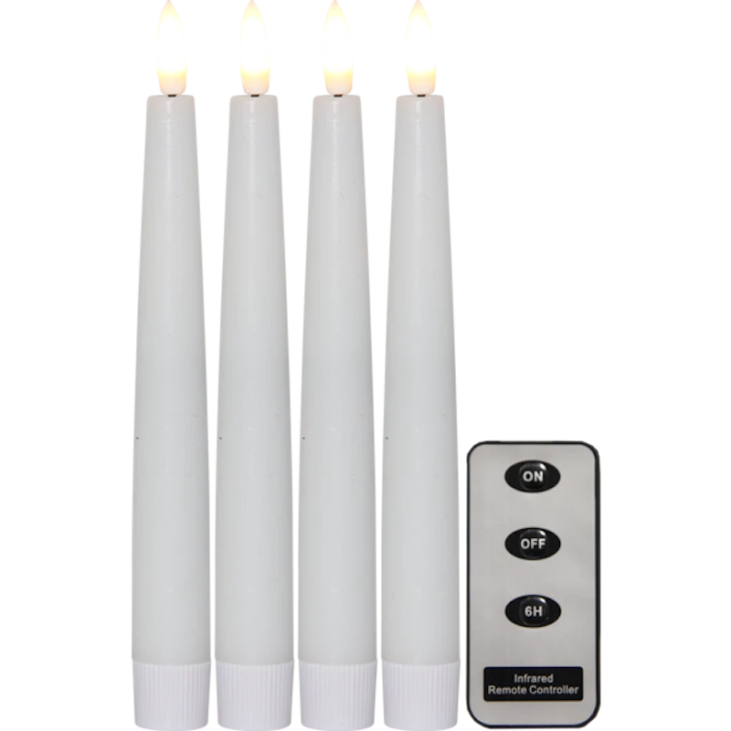 Flamme Slim Antikljus 4-pack, Vit