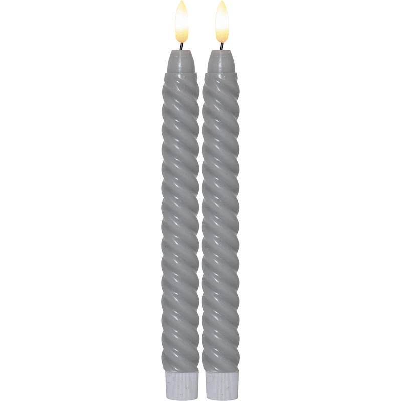 Flamme Swirl LED Antikljus 25 cm 2-pack, Grå