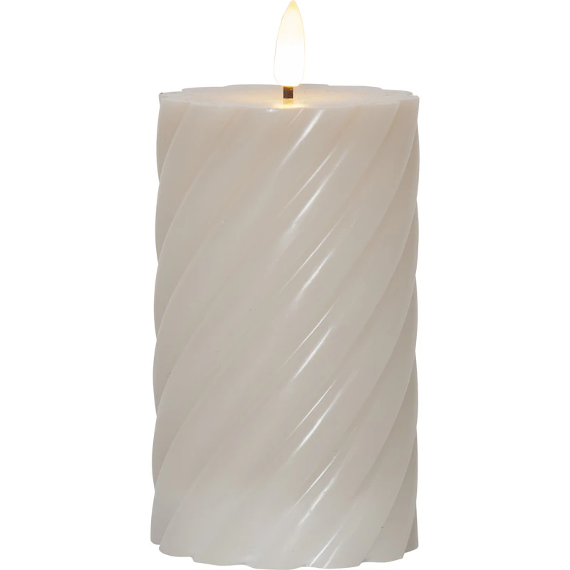 Flamme Swirl LED Blockljus 15 cm, Beige