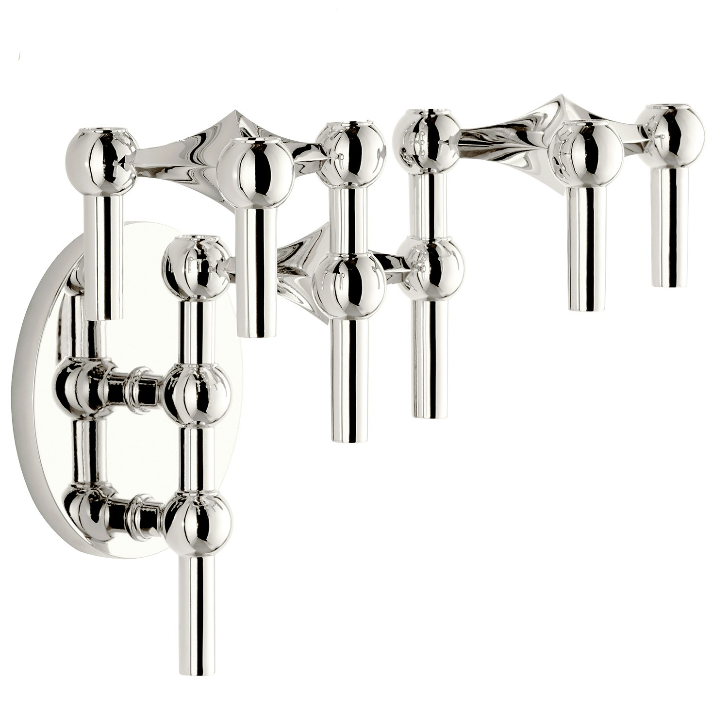 Stoff Nagel Ljusstake Krom + V&auml;ggf&auml;ste - Kandelabrar F&ouml;rad Metall Krom - 379858 + 224744