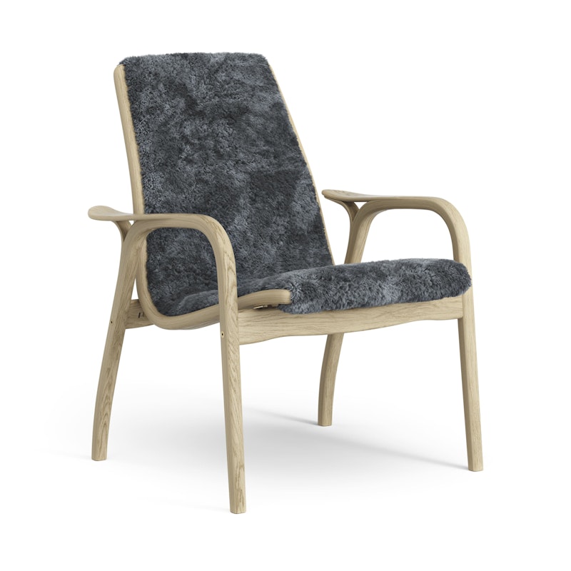 Laminett Fåtölj Fårskinn, Lackerad Ek / Charcoal