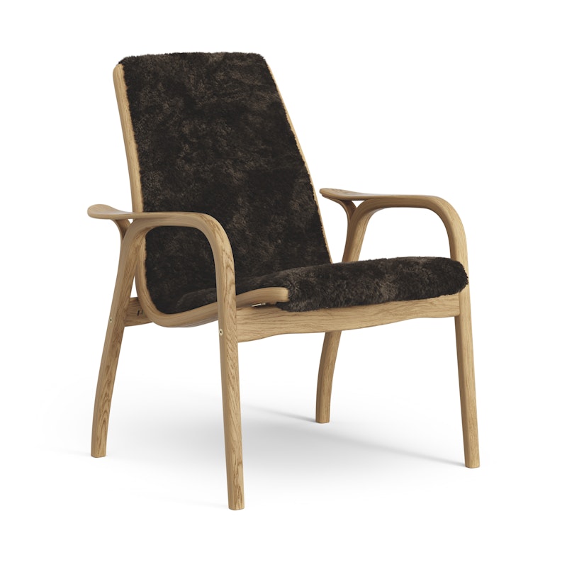 Laminett Fåtölj Fårskinn, Oljad Ek / Espresso