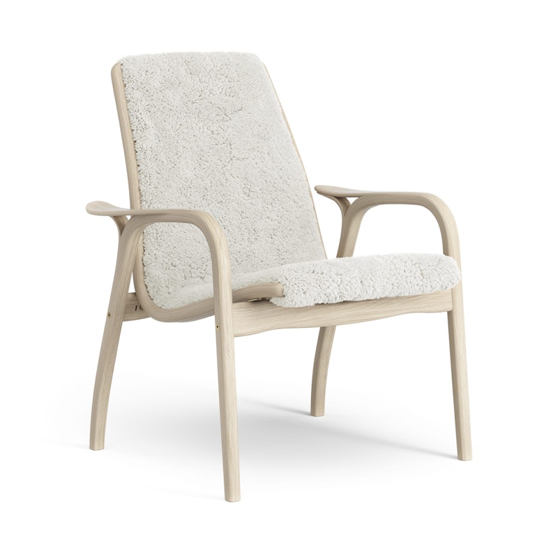 Laminett Fåtölj Fårskinn, Vitpigmenterad Lackad ek / Off-white