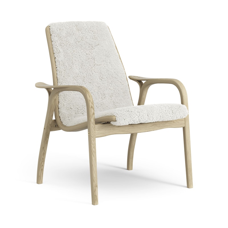 Laminett Fåtölj Fårskinn, Lackerad Ek / Off-white