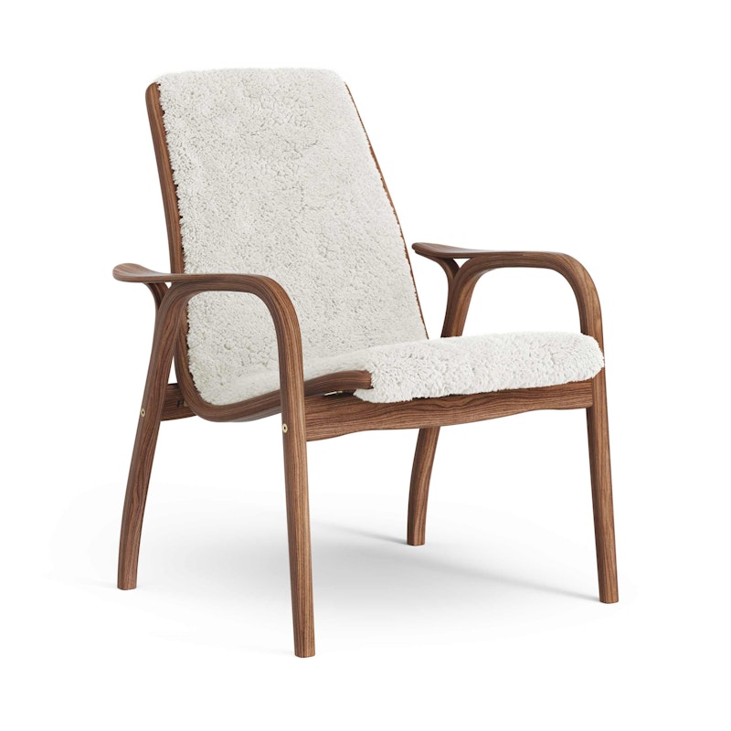 Laminett Fåtölj Fårskinn, Lackerad Valnöt / Off-white