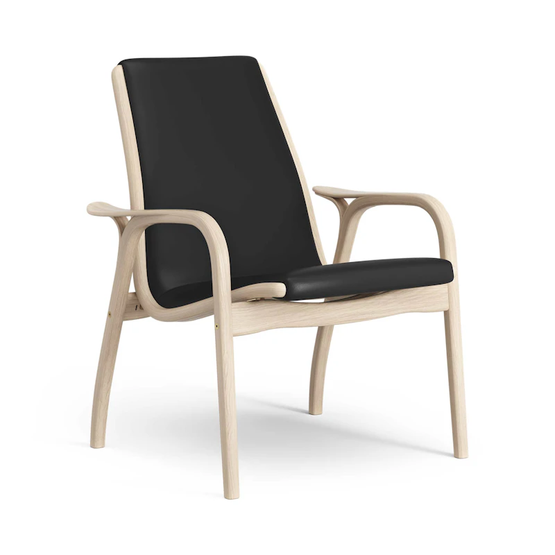 Laminett Fåtölj Läder, Vitpigmenterad Lackad ek / Svart