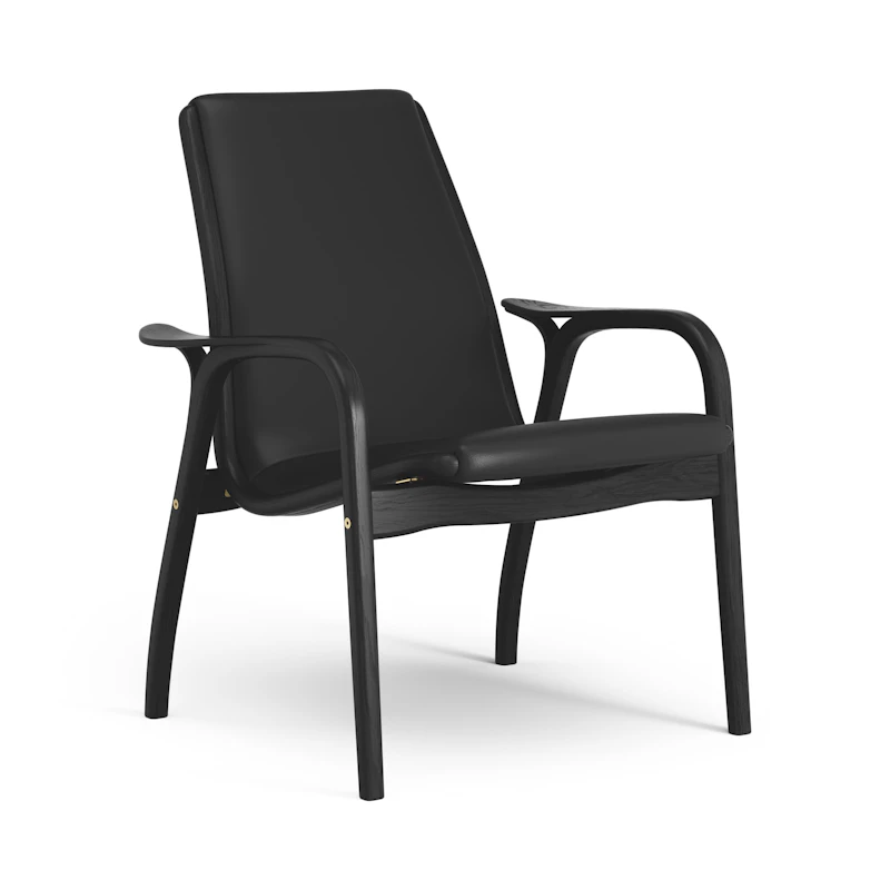 Laminett Fåtölj Läder, Svartlaserad Ek / Svart