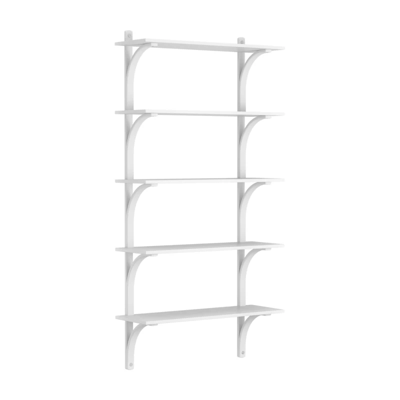 Levi Vägghylla 90 cm Stor, Aluminium / Vitlaserad Ask