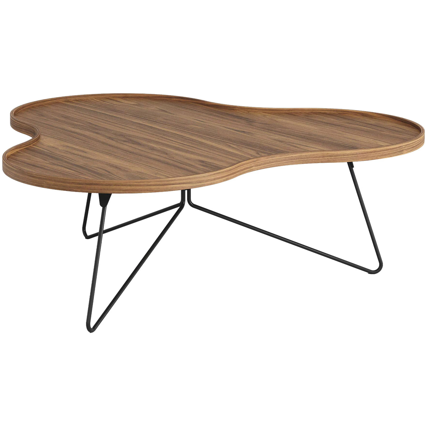 Swedese Flower Mono Soffbord 114x39 Cm Svart / Valn&ouml;t - Soffbord Lackerat St&aring;l Svart - 29034/V132