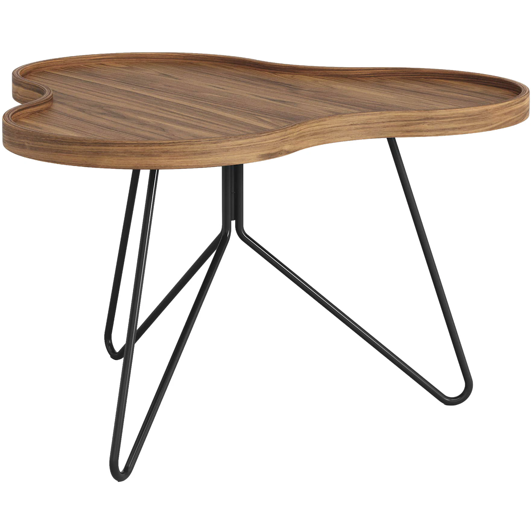 Swedese Flower Mono Soffbord 66x39 Cm Svart / Valn&ouml;t - Soffbord Lackerat St&aring;l Svart - 29035/V132