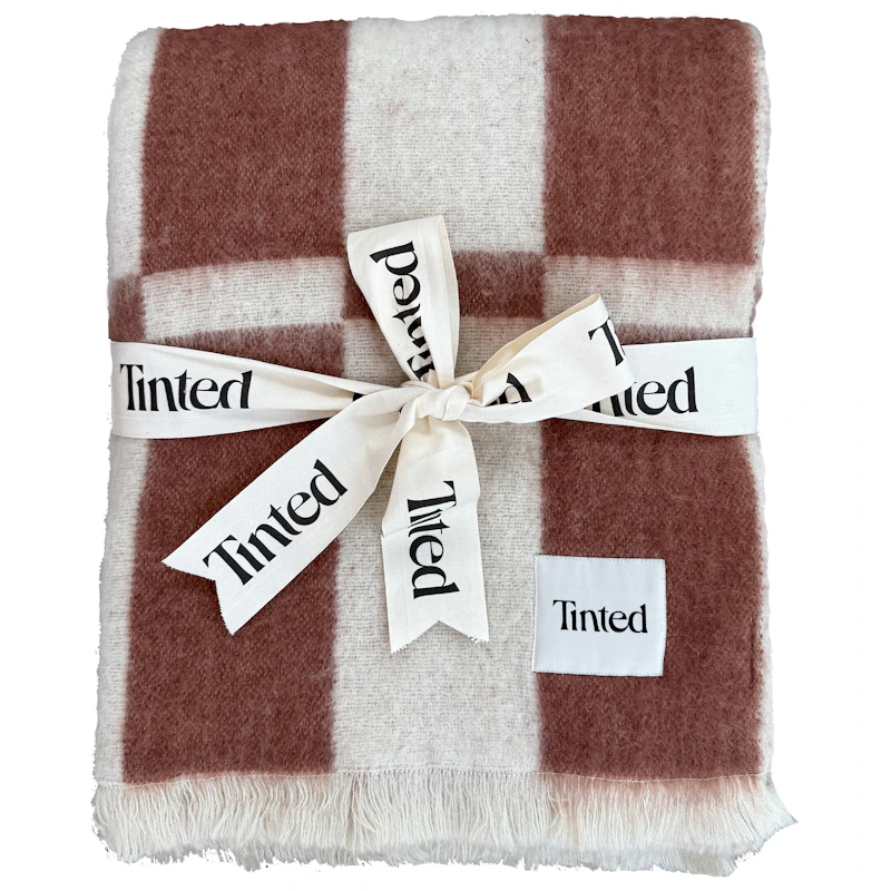 Hallin Pläd Mohair 130x170 cm, Off-white / Rost