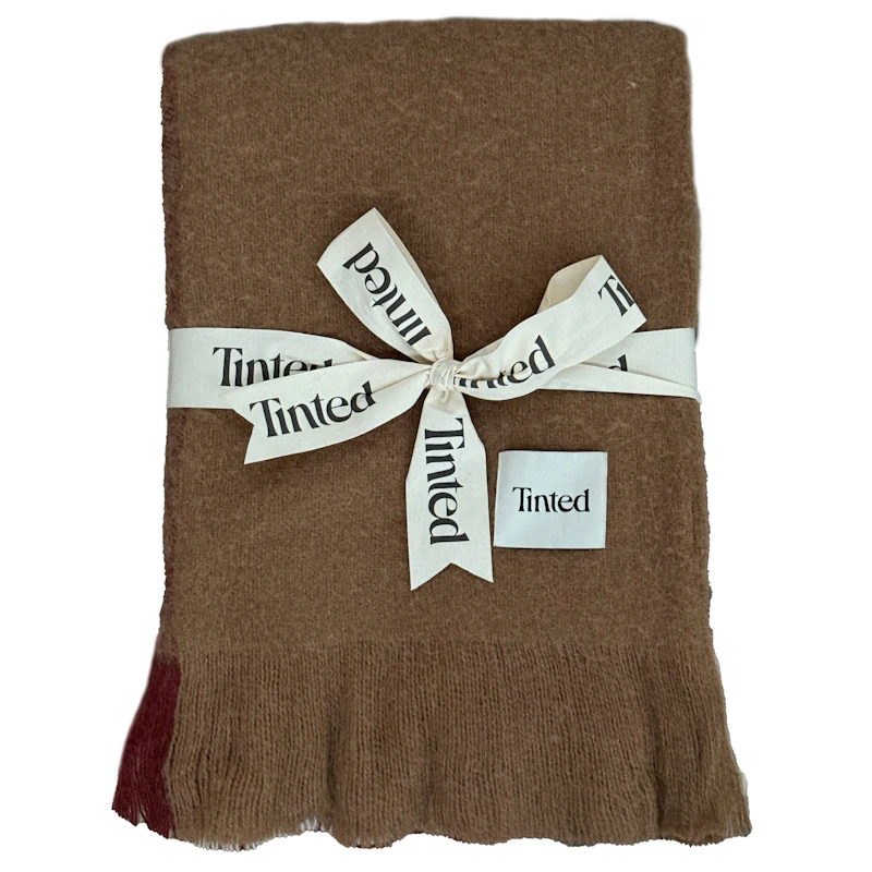 Tunell Ullpläd 130x170 cm, Brun / Vinröd