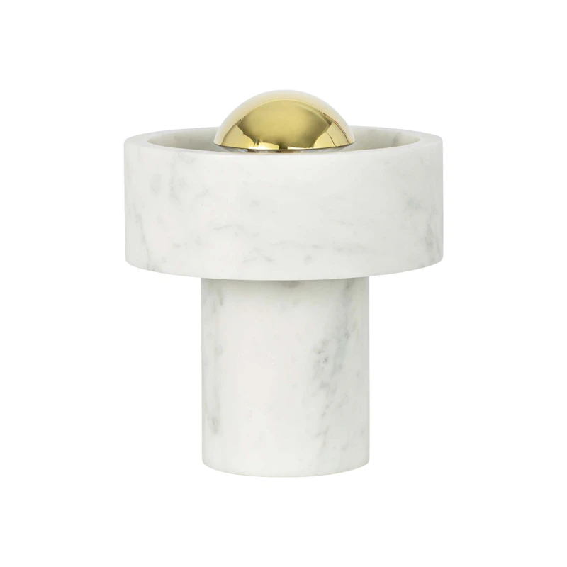 Stone Portabel Lampa, Vit Marmor / Guld