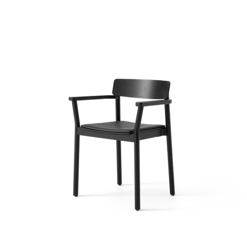 Betty TK11 Matstol Med Armstöd Svart Läder/Svart Ask