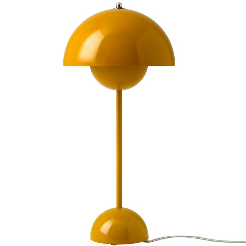 Flowerpot VP3 Bordslampa Gjord av PVC, Gjord av lackad metall, Mustard
