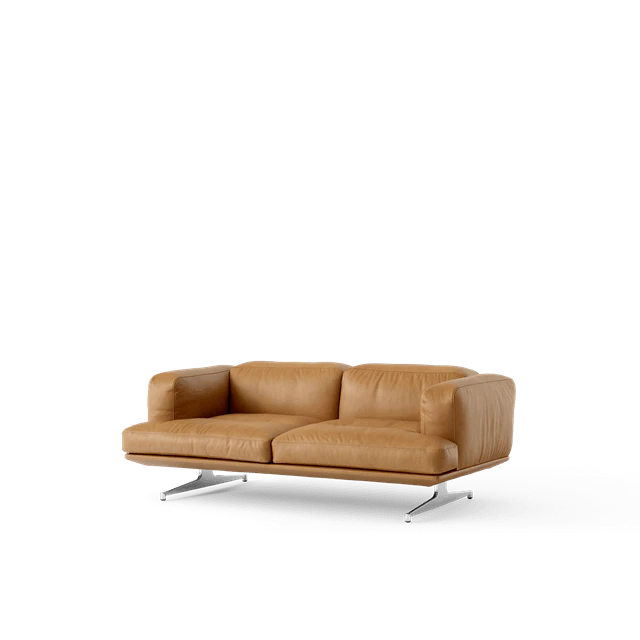 &Tradition Inland Av22 2-sits Soffa Cognac L&auml;der/polerad Aluminium - 2-sitssoffor Textil Aluminium - 134453A235A030A502